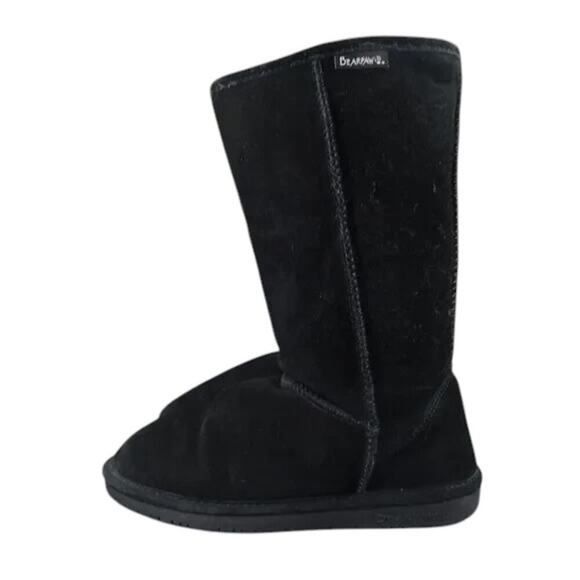 Bearpaw Shoes Women 9 Boot Winter Tall Emma Leather Sheepskin Warm Comfort Black - Picture 3 of 16